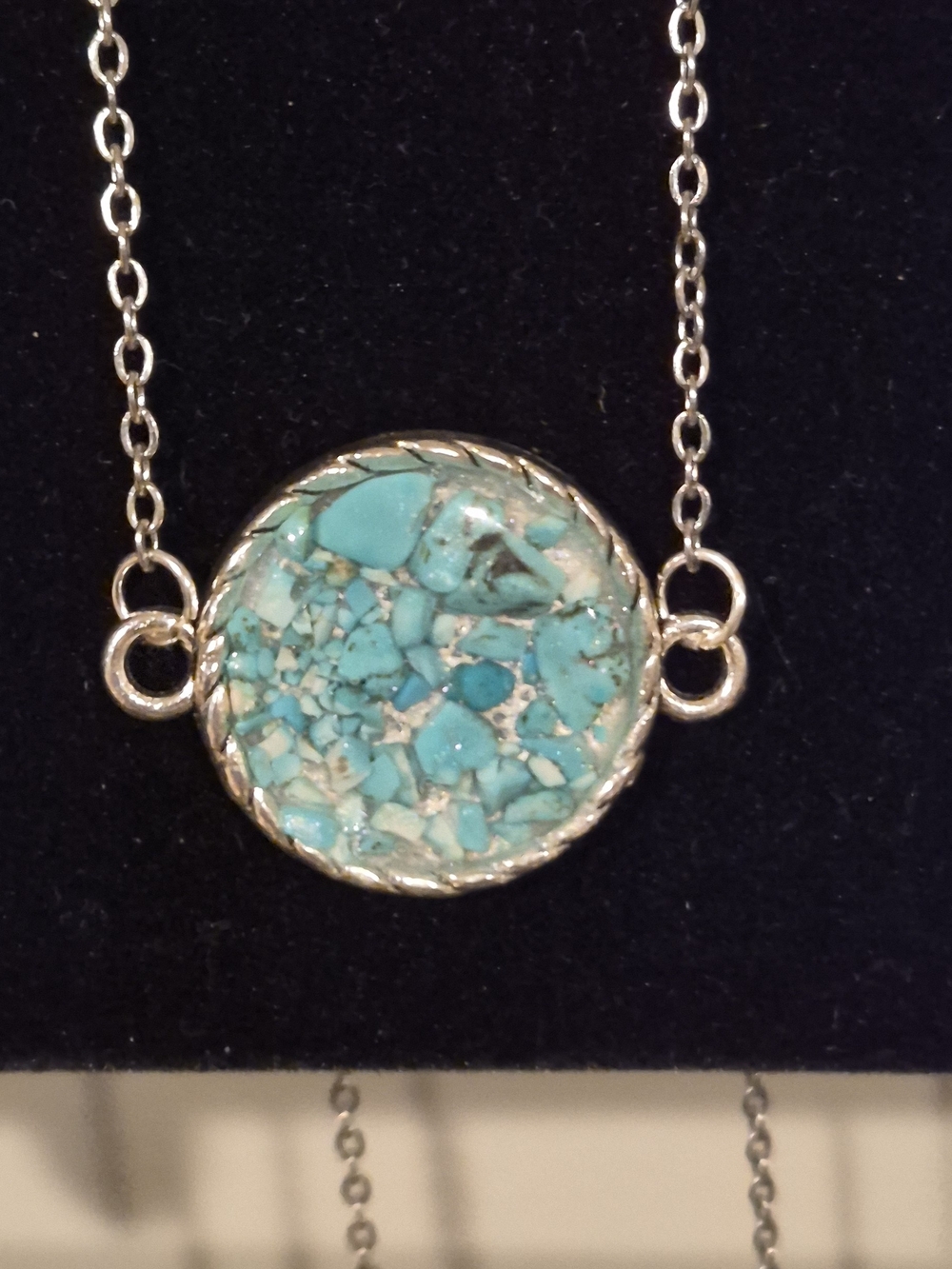 Turquoise Pendant Necklace in Blue & Silver